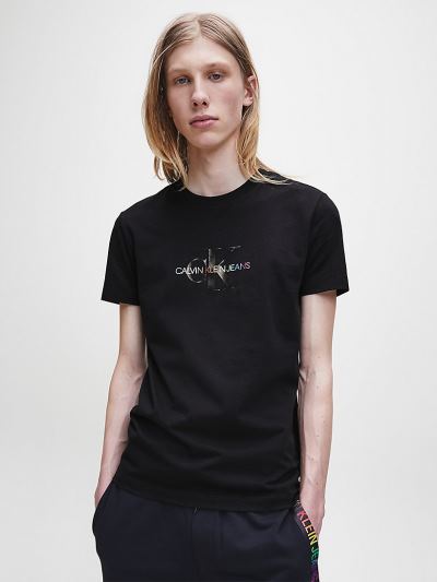 Calvin Klein Ruhák HU720912 | Calvin Klein Slim Organic Cotton Logo Férfi Póló Fekete